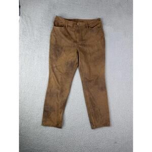 Chico's Faux Suede Pants Brown Faux Leather Western Cowgirl Size 10 R